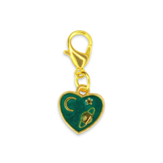 Green Solar Heart Charm