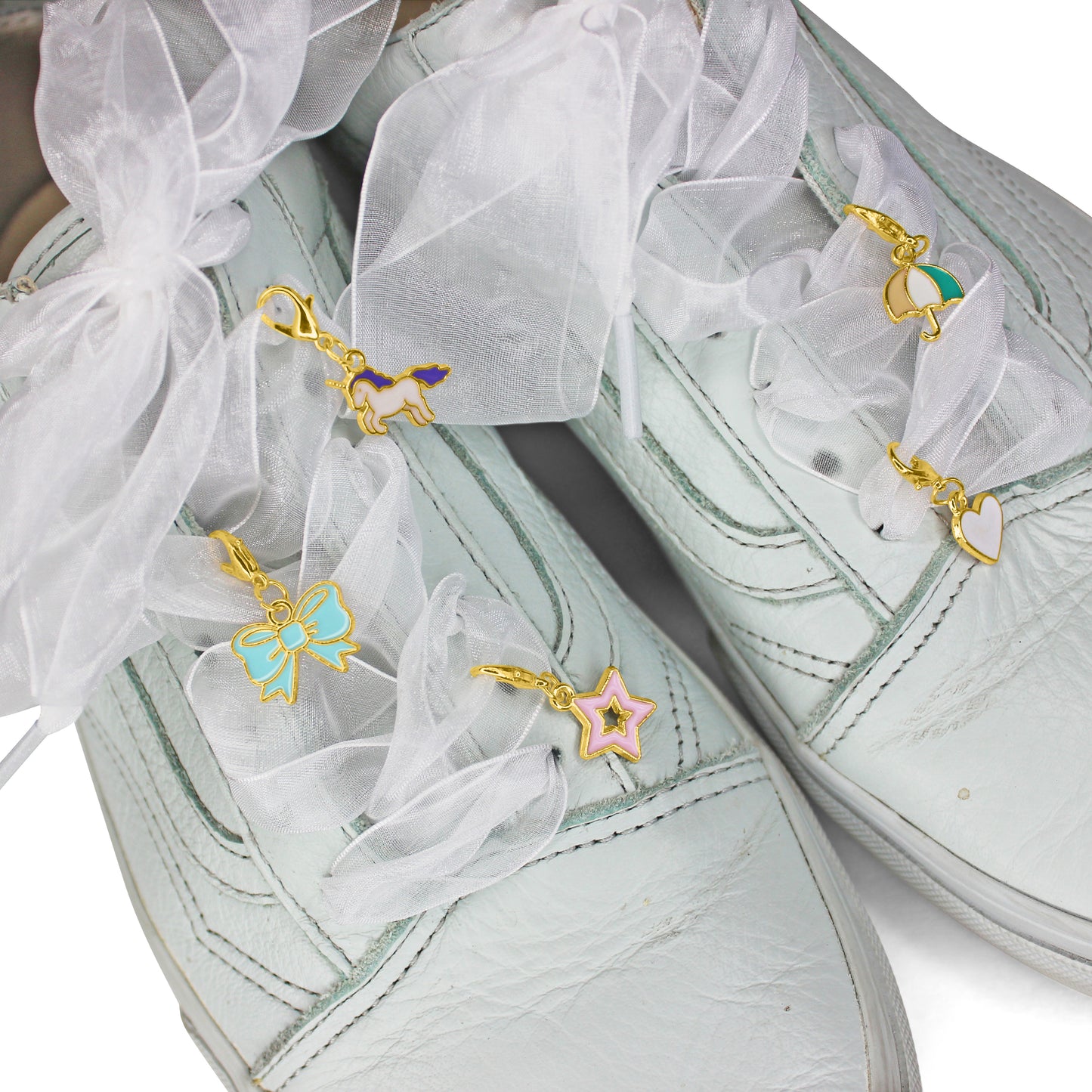 Silk Sheer Shoelace set with Charms Set